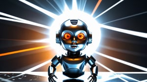 4k, masterpiece, (trendwhore style:1.4), ((head of a abstract cyborg baby)), head and body, stainless steel head, mecha pieces, robot parts, shattered reality, ((bursting light rays),   orange theme. sharp details. BREAK highest quality, detailed and intricate, original artwork, trendy, vector art, award-winning, artint, SFW, ,night city,DonMW15pXL