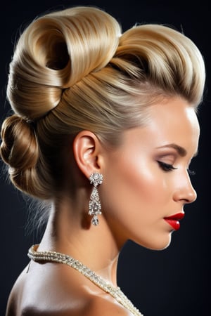 (((iconic but extremely beautiful 35 year old woman, blonde updo hair, sfw, head to thigh view))), (((Solid full colors))), (((Chiaroscuro darkness light background))), (((intricate details,masterpiece,best quality,hyperrealistic, photorealistic))), (((by dave carsonstyle)))