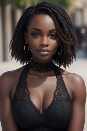 beautiful detailed portrait, a beautiful 30 year old black female, brunette