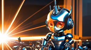 4k, masterpiece, (trendwhore style:1.4), ((head of a abstract cyborg baby)), head and body, stainless steel head, mecha pieces, robot parts, shattered reality, ((bursting light rays),   orange theme. sharp details. BREAK highest quality, detailed and intricate, original artwork, trendy, vector art, award-winning, artint, SFW, ,night city,DonMW15pXL