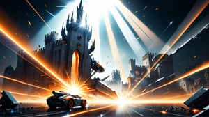 4k, masterpiece, Italian castle city, (trendwhore style:1.4), ((bursting abstract lightwaves)), abstract art explosion, abstract light rays, abstract mecha pieces, robot parts, shattered reality, ((bursting light rays),   orange theme. sharp details. BREAK highest quality, detailed and intricate, original artwork, trendy, vector art, award-winning, artint, SFW, ,night city,DonMW15pXL,itacstl