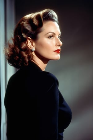(((Iconic 40yo woman, extremely beautiful)))
(((1940s age style)))
(((chiaroscuro light colors background)))
(((masterpiece,minimalist,epic,
hyperrealistic,photorealistic)))
(((view profile, full body shot,Wide angle)))
(((Monochrome warm solid colors)))
(((Gorgeous,voluptuous,elegant, sexy,sophisticated)))
(((by Annie Leibovitz style,Cinematography by Bruno Delbonnel style)))