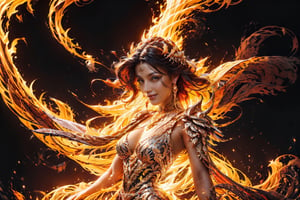 nsfw, image of a playful naked girl, naked fairy smilleing, with lava scales, and fairy bio mechanical wings. Sun day light. sky in the background. flying. Her wings are anatomically correct, made of silver steel and gold. The wings are high quality, detailed, and a masterpiece. The girl is swirling upward in a spiral of smoke and sparks. She is holding a weapon. The environment is mystical, with a blend of lightr and fire elements. The atmosphere is soft and magical. The scene is captured using a modern dslr camera model, with a specific color film type that enhances the vibrant colors of the lava scales and the sparkling wings. The lens used adds a flair effect to the image. The artistic style is influenced by directors, cinematographers, photographers, fashion designers, cartoonists, or artists who have contrasting styles but would create a unique juxtaposition.,cyber_africa,huoshen,shirt_lift