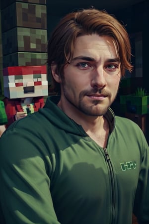 portrait of a steve from minecraft, male, 4k, realistic, in the end, caucasic,cupa_minecraft