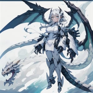 best quality”, “masterpiece”, “illustration”, “1girl”, “solo”, “full body”, “Mecha”, “machine”, “Dragon ear”, “Blank background”, Dragon wings, dragon tail,and “dragon horn”,dragon ear, a girl standing tall while floating in the air with open wings,big_boobies,breath taking,perfecteyes