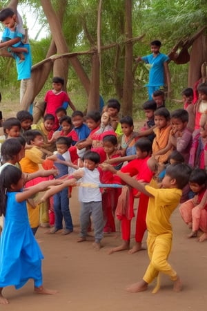 Lord shree krishna kids playing with friend 