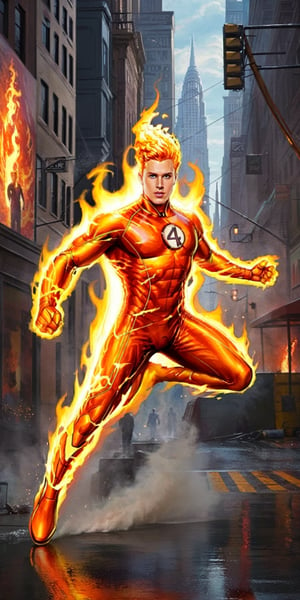 masterpiece, high quality, queality 4k, quality 8k, 1boy,Marvel, Human_Torch_Four_Fantastic