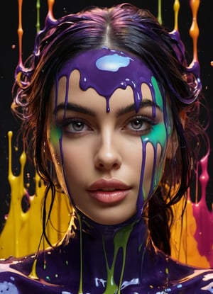 splash art, a quirky liquid portrait of a hauntingly beautiful model woman, splash style of paint, Pixar style, Halloween colors, hyper detailed intricately detailed, fantastical, intricate detail, splash screen, liquid, gooey, slime, splashy, fantasy, concept art, 8k resolution, masterpiece, melting, complex background, intricate detailed, dark colors, fantasy, concept art, digital art, intricate, oil on canvas, masterpiece, expert, insanely detailed, 4k resolution.,dripping paint