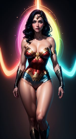 Wonder Woman (big tits) masterpiece, best quality, ((abstract, psychedelic, neon, background)),(creative:1.3), sy3, SMM, fantasy00d