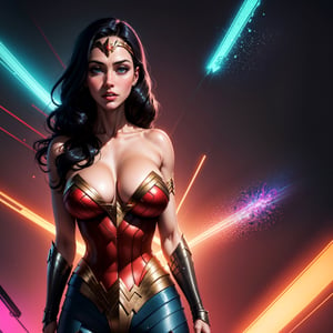 Wonder Woman (big tits) masterpiece, best quality, ((abstract, psychedelic, neon, background)),(creative:1.3), sy3, SMM, fantasy00d