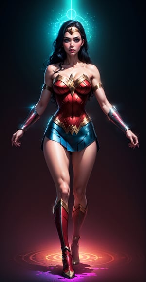 Wonder Woman ((full body)), (big tits) masterpiece, best quality, ((abstract, psychedelic, neon, background)),(creative:1.3), sy3, SMM, fantasy00d