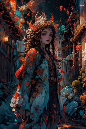 best quality, masterpiece, ultra detailed, ultra high res, photorealistic, raw photo, absurdres, absolutely resolution:1.3), Best quality, masterpiece, strong contrast, high level of detail, Best quality, masterpiece, 16k wallpaper, concept art, high level of detail, strong contrast,

woman, flower dress, colorful, darl background,flower armor,green theme,exposure blend, medium shot, bokeh, (hdr:1.4), high contrast, (cinematic, teal and orange:0.85), (muted colors, dim colors, soothing tones:1.3), low saturation, middle shot, Yamato, nice studio lighting,