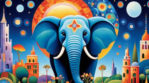 oil painting concept art, vibrant color, 

The Southern Star Atlas, (Teppei Sasakura style:1.5),  (Pointillism:1.3), (papercutting:1.2), cutout picture, (HDR:1.4), high contrast, 

1 large elephant,Create a whimsical and vibrant savannah area scape with colorful, fantastical buildings,flower in front of buildings ,The color palette should include vibrant blue colors with contrasting highlights and shadows to give depth, The brushwork is smooth with clean lines for the buildings and more fluid strokes for the sky and water reflections, The overall art style evoke elements of surrealism mixed with folk art, Draw inspiration from artists like Marc Chagall for dreamlike scenes and Joan Miró for bold colors and shapes, midnight, shining crescent moon,

a image for a póster of psytrance festival, contains fractals, spiritual composition, the imagen evoke happiness and energy. the imagen contains organic textures and surreal composition. some parts of the image evoke a las trip,