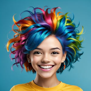 Smile with Funky Hair: Give it funky and colorful hair to add a funny impression to the smile logo.