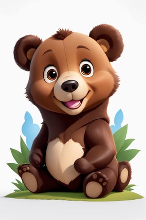 create 1 cartoon character , bear :  a funny impression to the smile charakter, bacground white