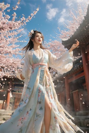 1girl, solo, hair ornaments, mistakes, braids, jewelry, long flowing hair, white hair, flowers, earrings, long sleeves, dresses, clouds around, building from afar,
((((((see-through dress)))))), daxiushan for upper body, lower body naked,

long white legs visible from the skirt, showing all the way to the waist, slit skirt showing long legs, sexy legs, white legs, showing many areas of the legs from ankle to stomach, showing one breast, showing most of the nipples, Do not wear underwear, showing crotch, showing long legs up to crotch, ((((((((naked body, showing genitals, showing navel, showing waist, showing chest, showing right breast, ))))))) ,

decoration, chakra, (( beautiful eyes )), whole body, little flower in hair, (((korean girl face))),
,mythical cloud,realistic, ,xxmixgirl,3d drawing,korean girl,3d style,
cinematic film (Raw Photo:1.3) from (Ultrarealistic:1.3), different postures, arms raised, ((arms up)), rainbow, in second-hand 1800's peasant clothes, crazy aggressive face and eyes, fantasy, concept art, NYFlowerGirl, raise your hands, tropical rain, jump, hands gently touch your face, close up, Small cherry blossoms flying everywhere, the wind blowing the girl's clothes,FilmGirl