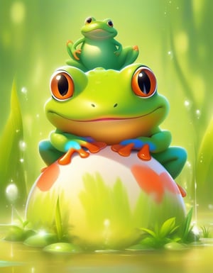 create 1 cartoon character , frog :  a funny impression, 100% white background 