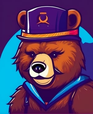 bear, mascot logo, mustache, solo, upside-down