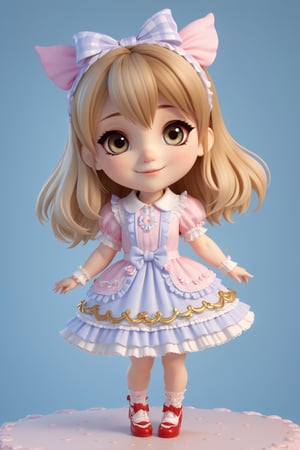 chibi, full body, (lolita_girl), light smile colorful, highest detailed, zoom_out, perfect eyes, random hairstyle, chibi style,3d style