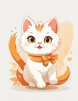 1 cartoon character ilustration, cute cat:  a funny impression jump, there is no background image, the background is just pure white, blank background, solo, tshirt design 