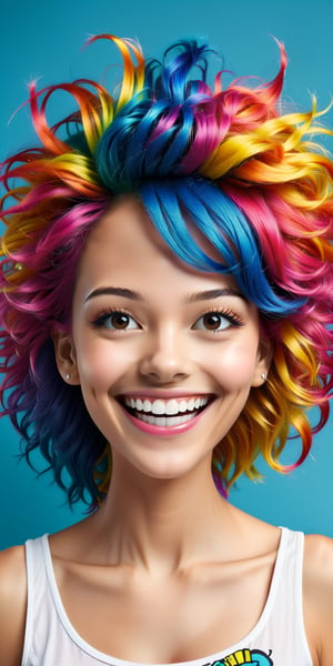 Smile with Funky Hair: Give it funky and colorful hair to add a funny impression to the smile logo.