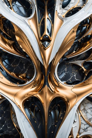 (best quality,  highres,  ultra high resolution,  masterpiece,  realistic,  extremely photograph,  detailed photo,  8K wallpaper,  intricate detail,  film grains), luxurious symmetrical decorative sculptural form in parametric metal and marble style inspired by Zaha Hadid's designs, with fluid and pointed curves luxurious sculptural form in high definition, with wings and hypersonic super rocket