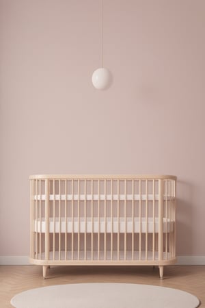 (best quality,  highres,  ultra high resolution,  masterpiece,  realistic,  extremely photograph,  detailed photo,  8K wallpaper,  intricate detail,  film grains),  High definition photorealistic photography of ultra luxury, Design concept for a baby crib made of wood, pastel color, entirely crafted from assembled wood in a Scandinavian style. Featuring rounded corners, fine woodwork, and pastel colors. The table should be showcased empty against a neutral backdrop, embodying the serene and tranquil essence of Scandinavian minimalism. This is a photographic scene designed with advanced photography, CGI, and VFX parameters, in high definition, ensuring flawless execution, high level of intricacy in the image.