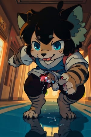 perfecteyes , (masterpiece:1.2), (anatomically correct:1.1), high quality, (((solo male anthropomorphic))) kemono furry_transformation cat fursona, 1cat boy, blue fur, blue eyes,(black nose), white hands paws, white feet, ((cat hands:1.2)), ((cat feet:1.2)),  ((sfw)), ((1boy)), absurd res, digital painting \(artwork\),male, solo:1.3, 4 toes, cat feet, reflection, countershading, discord, (motion lines:1.1),penis, tuxedo, tongue out,serve, hypnotize,ejaculate,Luo Xiaohei