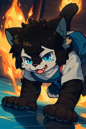 perfecteyes , (masterpiece:1.2), (anatomically correct:1.1), high quality, (((solo male anthropomorphic))) kemono furry_transformation cat fursona, 1cat boy, blue fur, blue eyes,(black nose), white hands paws, white feet, ((cat hands:1.2)), ((cat feet:1.2)),  ((sfw)), ((1boy)), absurd res, digital painting \(artwork\),male, solo:1.3, 4 toes, cat feet, reflection, countershading, discord, (motion lines:1.1),penis, tuxedo, tongue out,serve, hypnotize,ejaculate,Luo Xiaohei