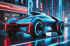 photorealistic image, masterpiece, high quality 8K, of a futuristic science fiction fantasy (((super long Flying car))), Tron legacy, blue and red neon lights, good lighting, ((flying in a cyberpunk city)), at night, sharp focus