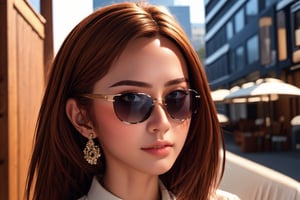 masterpiece, (best quality:1.4), ultra-detailed, 1 girl, 22yo, wear daily elegant outfit, close up perfect face, outdoor, sunglasses, dramatic lighting, high resolution, genuine emotion, wonder beauty,SGBB,Perfect dramatic lighting