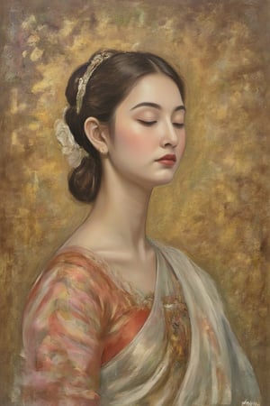 (masterpiece),  painting , best quality,good anatomy, (1 girl), beautiful, Pierre-Auguste Renoir ~ Paul Peel ~ John Singer Sargent ~ Alexandre-Jacques Chantron ~ John William Godward ~ John William Waterhouse ~ Han-Wu Shen ~ Ishitaka Amano ~ Chakrapan Posayakrit ~ Kim Jung Gi ~ Kei Mieno ~ Ikushima Hiroshi ~ WLOP ~ William-Adolphe Bouguereau ~ Alphonse Mucha ~Luis Royo ~ Jock Sturges photography ~ Range Murata ~ beautiful woman, Ancient Thailand,dashataran,ink ,style