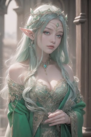 A beauty of grace, celtic goddess style, st.patricks day theme,sle, masterpiece, detailed background,mksks style,1 girl,3va,elf_crown