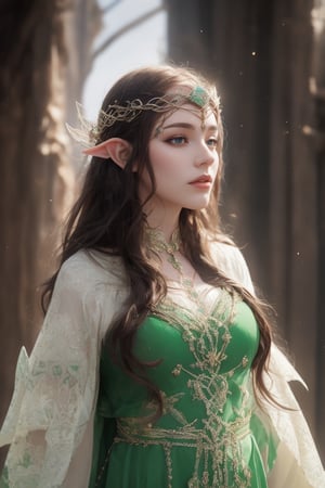 A beauty of grace, celtic goddess style, st.patricks day theme,sle, masterpiece, detailed background,mksks style,1 girl,3va,elf_crown