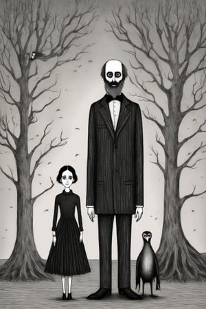 Edward Gorey Style - illustration Edward gorey and Winona Ryder in style of Edward gorey