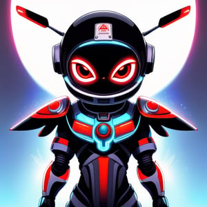 centered, ((solo)), digital art, full body, | cute of robot wearing falcon helmet, chibi, red and blue sky futuristic, neon lights, | (white background:1.2), simple background, | (symetrical), glowing eyes, ((text " TA" on body, number " 10 " on chest,)), ,oni style,biopunk style,Monster,Asian folklore ,mascot logo,aw0k straightstyle