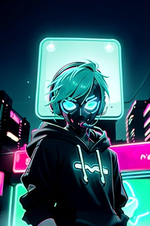 (frontal view, facing viewer:1.2)
Centered,
face portrait,
head on fire

young man
Link
aqua hair color, 
short hairstyle,
 light blue eyes,
(neon wireless headphones headset:1.2)
(black neon futuristic mouth mask:1.2)
dark blue hoodie,
futuristic city lights, 
sunset, 
buildings, 
urban scenery, 
neon lights
bokeh,
depth of field