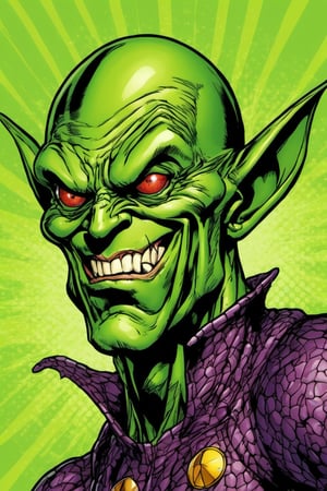 pop art, style, high_resolution, high detail, shiny, close-up of (((green Goblin)))