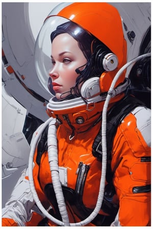 a woman wearing a space suit and a helmet, cyberpunk art by Daryush Shokof, featured on behance, space art, behance hd, redshift, ilya kuvshinov