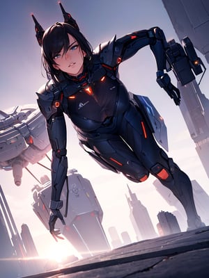 masterpiece, best quality,1 female, (all fours), mechanical armor, sexy, focus on face, angry, spaceship factory in space, space view from inside, dark background, no earth, photo, futuristic, high definition, artistic composition, dutch angle, science fiction, cyberpunk