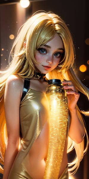 (beautiful girl), (purposefully beautiful:1.4), (super cute face, long flowing hair, golden blonde hair), silver lights, More Detail XL