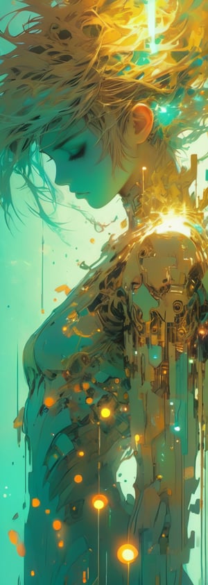 (head to thigh shot by Carne Griffiths, Conrad Roset, silver and gold theme:1.3), beautiful mechanical anime girl, android humanoid, 3D anime girl, Mechanical blend of flesh, (light particles, lens flare, chromatic aberration:1.1), Full HD render + immense detail + dramatic lighting + well lit + fine | ultra detailed realism, high quality, engraved | highly detailed | digital painting, smooth, defined lines, sharp focus, Nostalgic, concept art, more detail XL
,fflixmj6