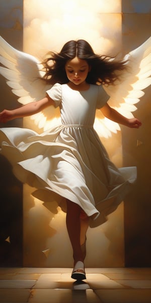 (heavenly beauty, angel playing by Craig Davison), (masterpiece, best quality:1.4), (renaisance:1.2), full body, female, long dark hair, god rays, ultra_realistic:1.4, source_real,more detail XL