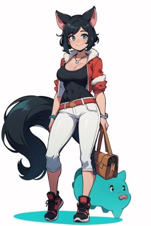 (((full_body))), fortnite, ((white background)), ((1woman)), furry, pig woman, summer clothes, smiling, anthro