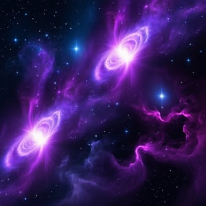 Cosmic Spirits like violet flames flying among the stars and nebula, not-human, transparent, inner glowing, (vivid-color aura, various-color twinkling particles), contrast, beautiful, photo, detailed , cosmic background
texture, levitating, fantasy,  masterpiece, best quality, ultra quality, various angle, dark cosmic background. ,