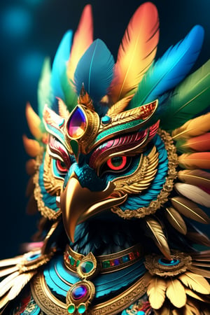 ((Ancient Garuda looking at the camera)),(choker), gold eyes, ((focus on forehead)), (ultra detailed face), (cinematic colors), detailed feathers, detailed head, (Beautiful and Majestic, divine),translucent feathers with rainbow-tint reflections, (cinematic colors background), octane render, ultra realistic, feather details, taken with Hasselblad camera with soft three point lighting, more detail XL
