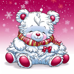 anime style,  sleeping christmas baby teddy bear, full body illustration, highly detailed, white background,Jem and the Holograms
