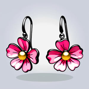 sakura earings, earrings, facing foward, facing viewer,high quality, high detail, simple background, cartoon theme,