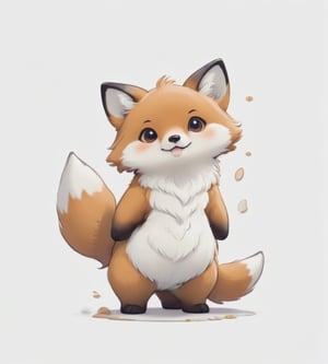 large Fox, standing, kawaii, cute, Line Chibi, white background, comic,ANIME ,Leonardo Style, anatomically correct,CARTOON,(best quality),cute comic