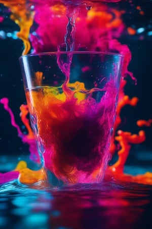 The colorful fluorescent ink disperses in the water., cinematic shot + dynamic composition, incredibly detailed, sharpen, details + intricate detail + professional lighting, film lighting + 35mm + anamorphic + lightroom + cinematography + bokeh + lens flare + film grain + HDR10 + 8K + Roger Deakins, ((cinematic))